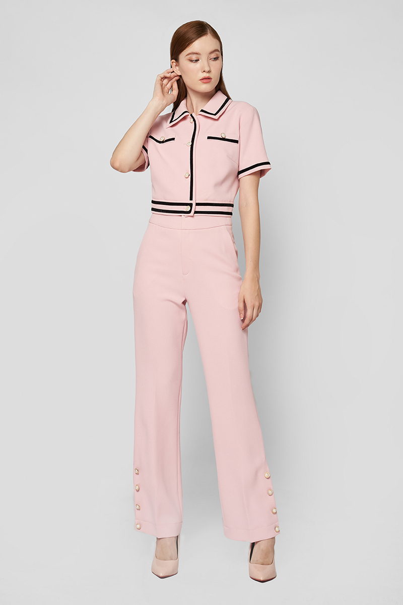 PEARL BUTTONED DETAILING TROUSERS