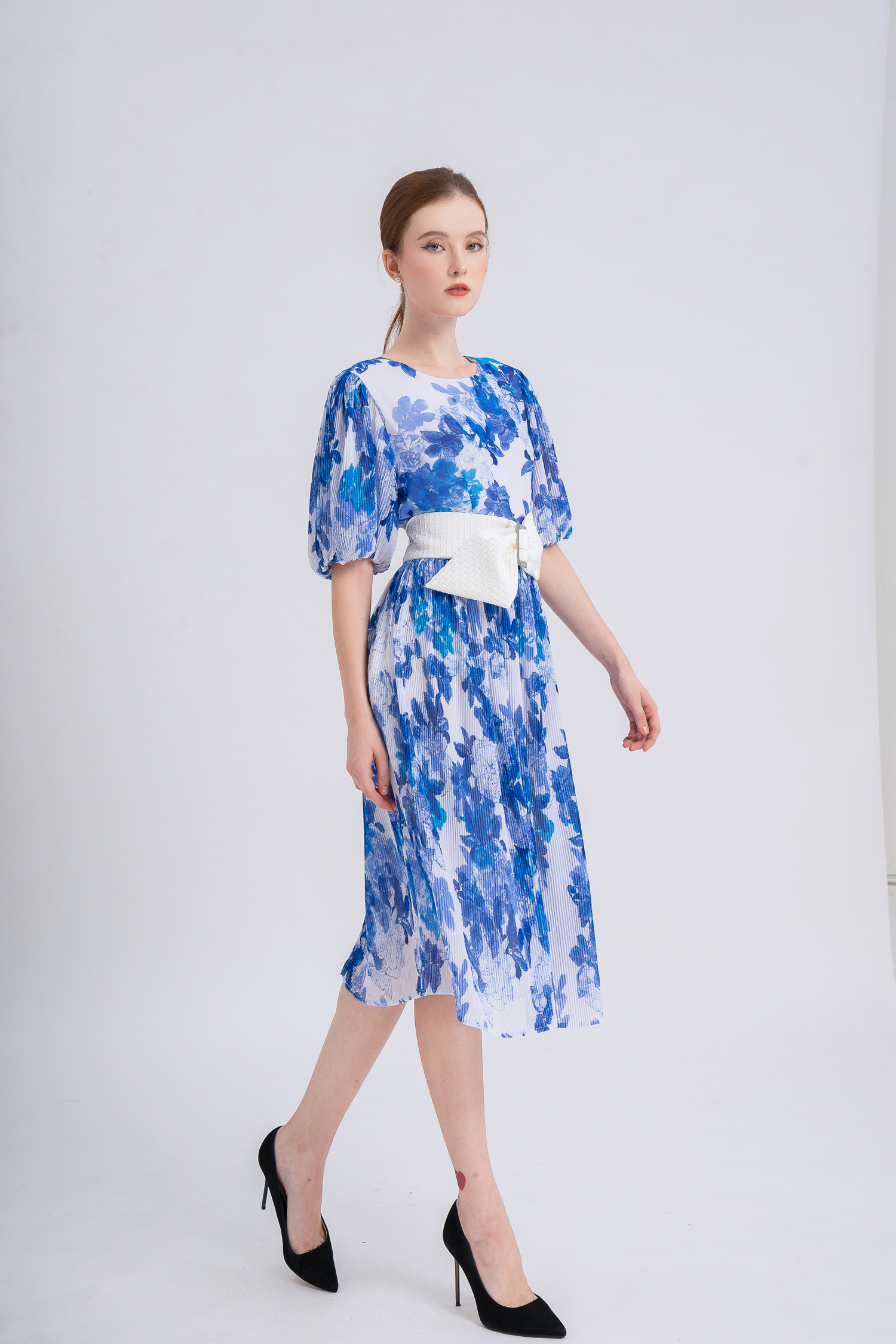 PRINTED FLORAL PATTERN KNOT DRESS