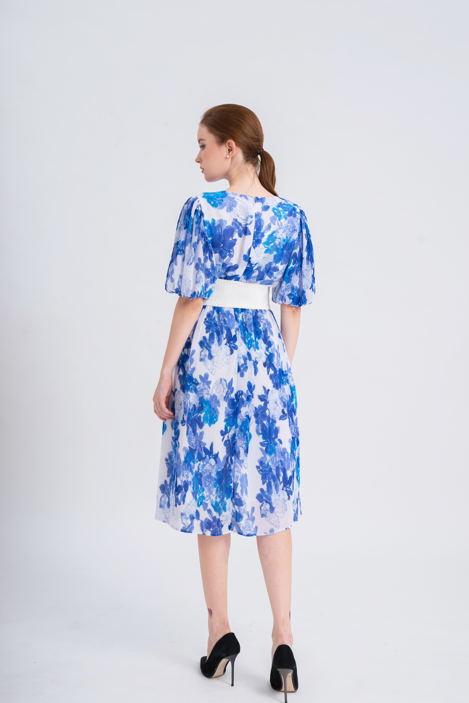 PRINTED FLORAL PATTERN KNOT DRESS